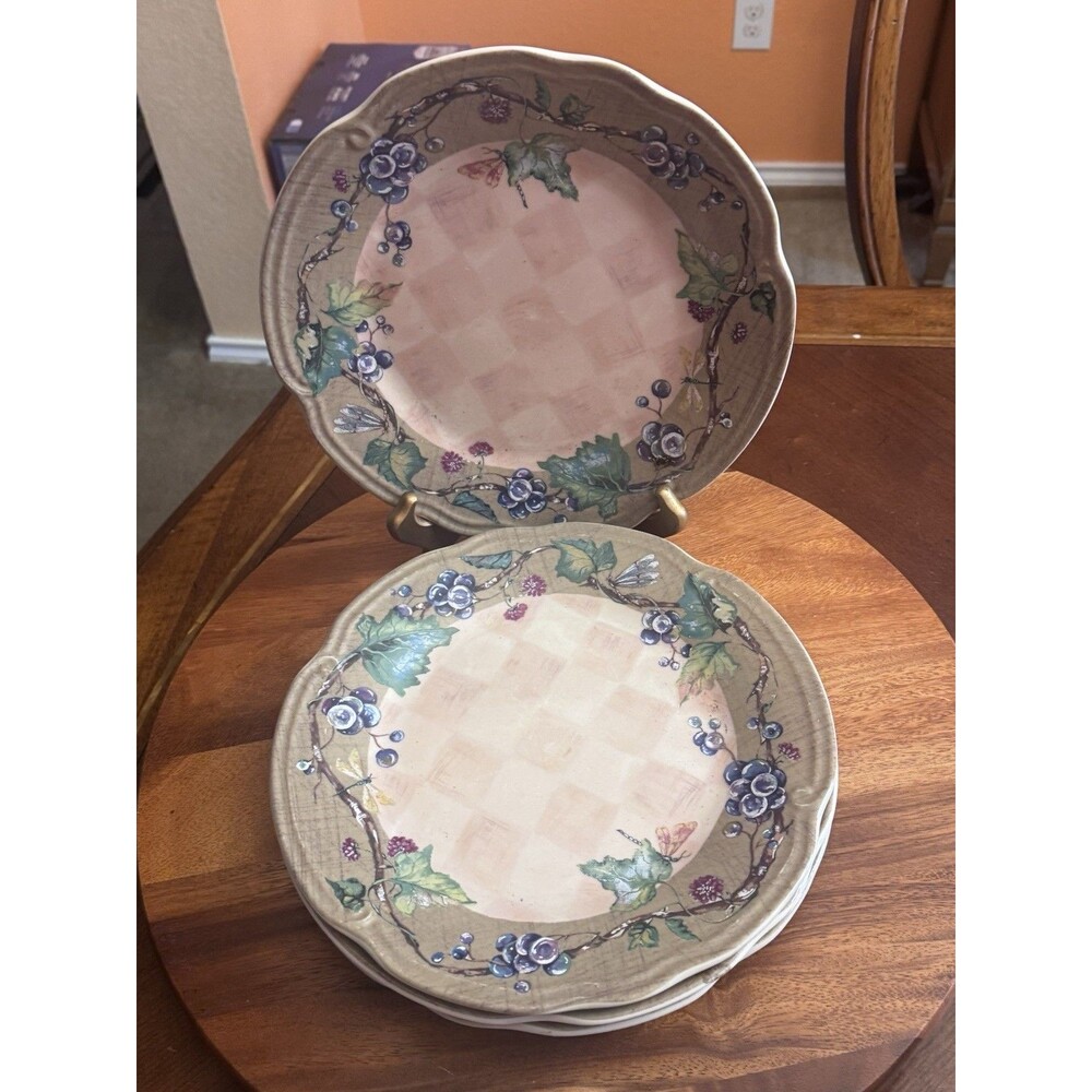 Dinner Plate Claret (Grapes) by Tracy Porter A Set Of 4
